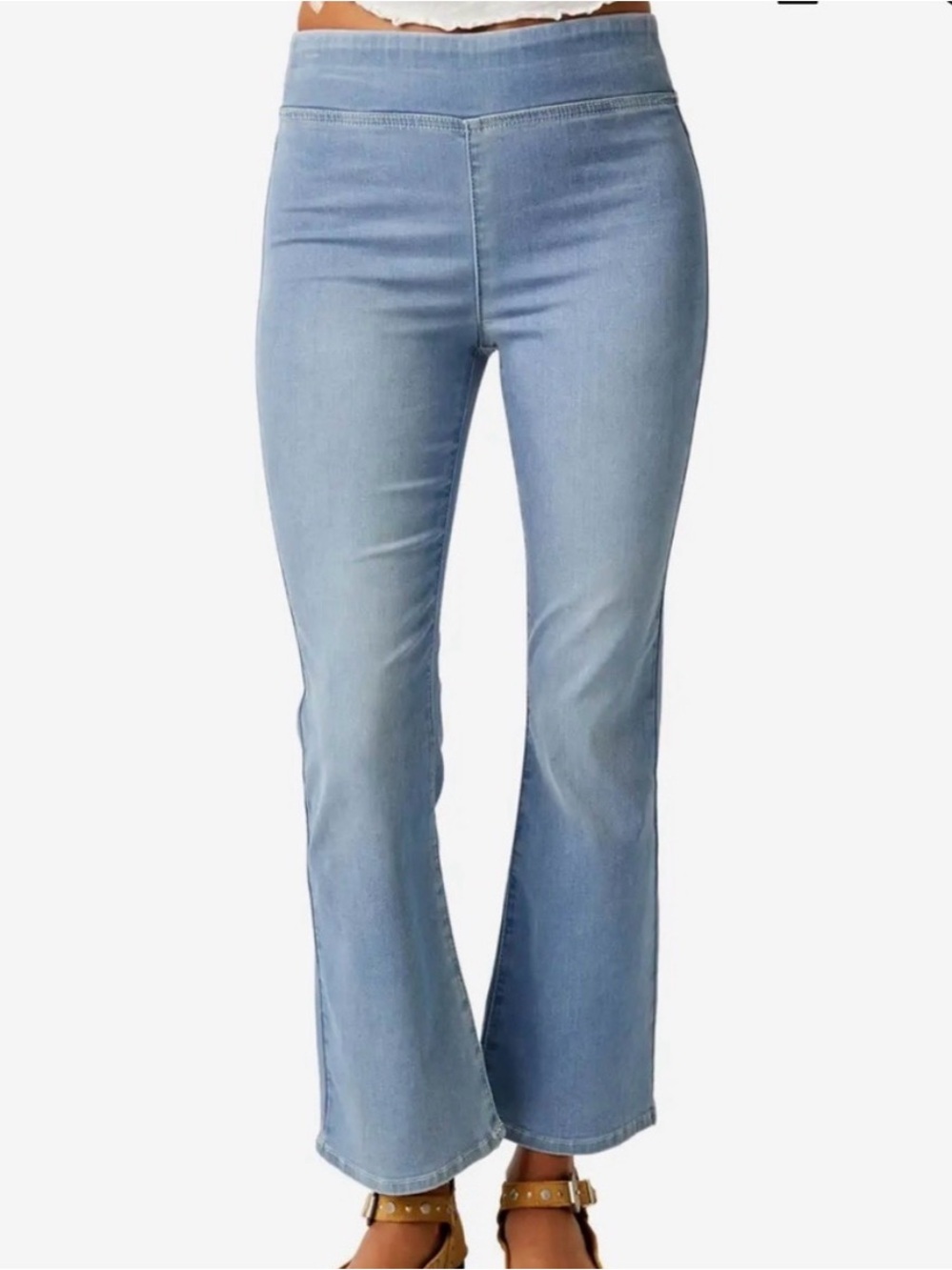 We The Free In My Feelings Mid Rise Crop Boot Light Blue Jean Pull On Size Large